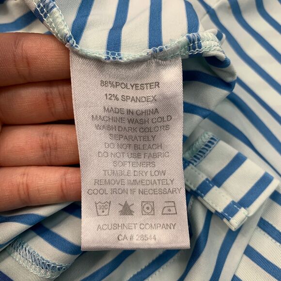 FootJoy FJ Shirt Men XL Extra Large Baby Blue Striped Stretch Shirttail Hem Polo - Picture 10 of 13